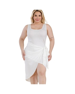 Платье миди большого размера с однотонным запахом и завязками по бокам, белый Fashnzfab