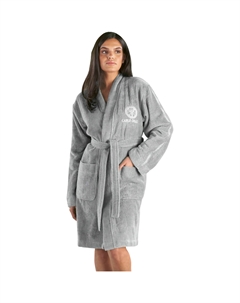 Женский халат "Vito" (1 штука), вышивка логотипа на груди, надпись на рукавах, однотонный, хлопок, серебристый Carlo colucci