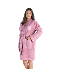Женский халат "Vito" (1 штука), вышивка логотипа на груди, надпись на рукавах, однотонный, хлопок, цвет Malve Carlo colucci