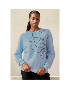 Толстовка "рубашка для дома" с принтом, одежда для дома, голубой Lascana