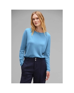 Однотонный свитер с круглым вырезом, синий Street one