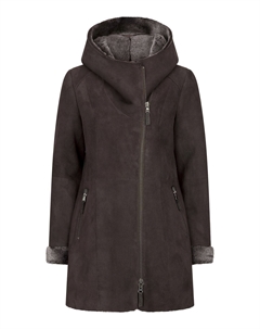 Пальто из овчины с капюшоном Toscana Suede, коричневый Truclothing