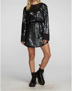 Мини-платье с широкими рукавами черного цвета Chaser