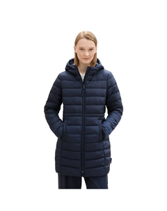 Джинсовое стеганое пальто с капюшоном Denim, синий Tom tailor