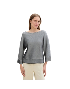 Свитер "летучая мышь" с полосатым узором, цвет Navy Striped Knit Design Tom tailor