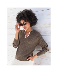 Вязаный свитер "Пуловер", цвет Dunkeltaupe-Meliert Heine