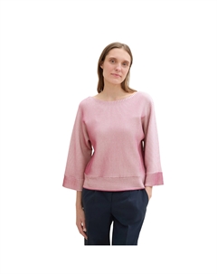 Свитер "летучая мышь" с полосатым узором, цвет Pink Striped Knit Design Tom tailor