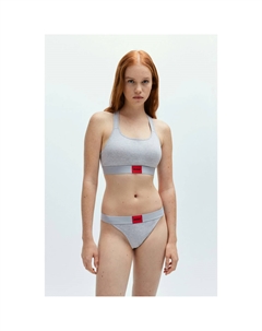 Бюстгальтер без косточек Underwear "BRALETTE PAD.RED LAB", с вышитым логотипом BOSS, серый Hugo