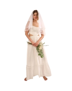 Прозрачное шифоновое платье макси с цветочным кружевом, белый Fashnzfab