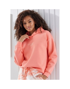 Толстовка "толстовка с капюшоном, рубашка для отдыха", с принтом спереди, одежда для дома, цвет Pfirsich Lascana