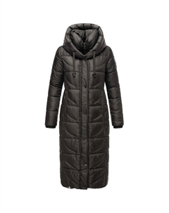 Стеганое пальто Наваху "Вафля", модное зимнее пальто с разрезами и капюшоном, черный Navahoo