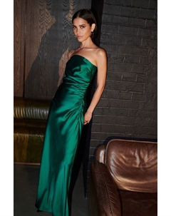 Атласное платье миди с вырезом-бандо, зеленый Next