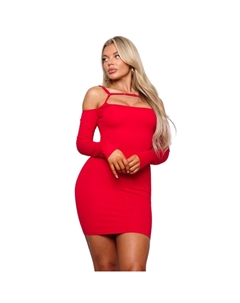 Мини-платье с длинными рукавами и манжетами спереди, красный Fashnzfab