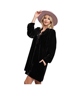 Мини-платье из бархата с оборками, черный Fashnzfab