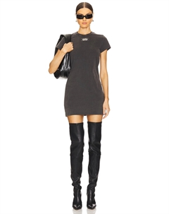 Укороченное мини-платье с логотипом-лезвием, цвет washed cedar Alexander wang