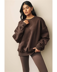 Удлиненный свитшот с круглым вырезом из плотной ткани оверсайз, коричневый Next