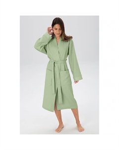 Мой домашний халат унисекс "Vanessa" (1 шт.), карманы, женский и мужской, вафельное пике, легкое качество, S-3XL, зеленый My home