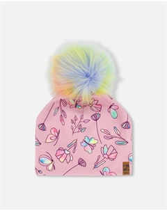 Съемная шапка-помпон из джерси с принтом, сиреневая и разноцветная бабочка Deux par deux