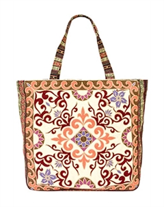 Женская гобеленовая сумка-тоут из тканого холста бежевого цвета Cap zone