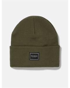 Шапка-бини с нашивкой-логотипом в рубчик, оливковый Guess factory
