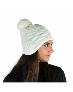 Массивная шапка-ушанка с помпоном, цвет panna Portolano