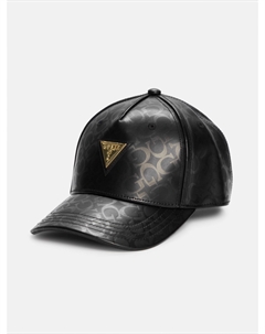 Бейсбольная кепка с логотипом из искусственной кожи, черный Guess factory