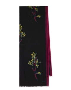 Шерстяной шарф с цветочной вышивкой, черный Paul smith