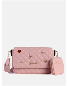Стеганая сумка через плечо с подвеской-логотипом Lawthorn, розовый Guess factory
