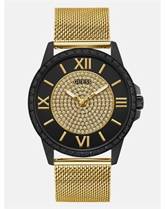 Аналоговые сетчатые часы черного и золотистого цвета Guess factory