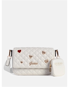 Стеганая сумка через плечо с подвеской-логотипом Lawthorn, белый Guess factory