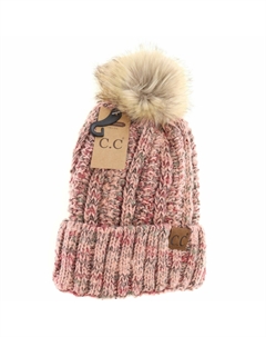 Женская шапка-бини с меховым помпоном и пушистой подкладкой в ​​стиле попкорн-конфетти, цвет розовый, многоцветный C.c beanie