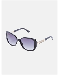 Солнцезащитные очки с закругленной квадратной оправой, черный Guess factory