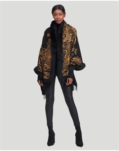 Кашемировый палантин с верхом и низом из лисьего меха, цвет wine gold paisley Gorski