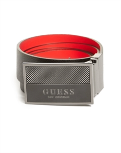Ремень с эмалированной пластиной-логотипом, черный/красный Guess factory