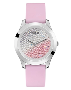 Часы из силикона с розовыми стразами Guess factory