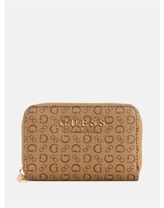 Кошелек на молнии с маленьким логотипом Saffron, цвет mocha Guess factory