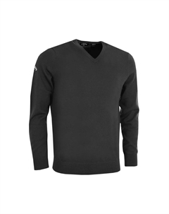 Свитер из мериносовой ткани в рубчик с V-образным вырезом, черный Callaway