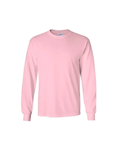 Простая футболка с длинным рукавом из ультрахлопка с круглым вырезом, розовый Gildan