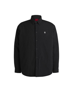 Утепленная рубашка свободного кроя с логотипом в виде стопки, черный Hugo