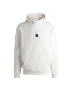 Толстовка с капюшоном Interlock с логотипами, расположенными друг над другом, белый Hugo