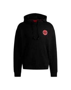 Толстовка свободного кроя из хлопчатобумажной махры с логотипом, черный Hugo