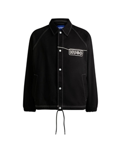 Куртка из хлопчатобумажной саржи с вышитым логотипом, черный Hugo