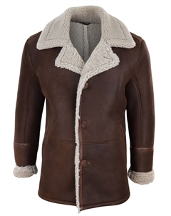 Зимнее пальто из овчины на пуговицах, коричневый Truclothing
