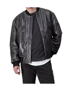 Кожаная куртка-бомбер Manston черного цвета Rag & bone