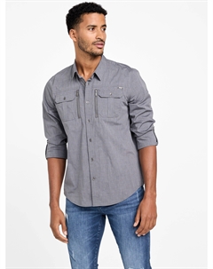 Рубашка Larry с карманом на молнии, черный Guess factory