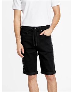 Джинсовые шорты Eco Kyler с логотипом и лентой, черный Guess factory