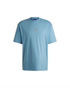 Футболка из хлопкового джерси с логотипом нового сезона, светло-голубой Hugo