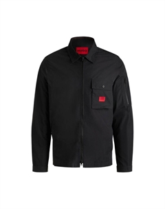 Холщовая рубашка на молнии с логотипом, черный Hugo