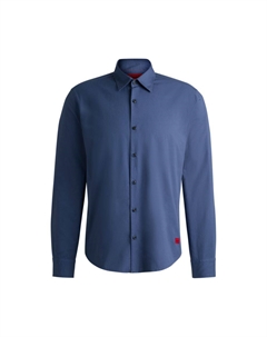 Рубашка облегающего кроя из эластичного хлопкового полотна, светло-голубой Hugo