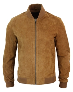 Куртка-бомбер из замши и кожи в стиле «университет», цвет tan Truclothing